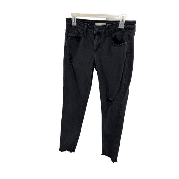 Daytrip Womens Size 28 Lynx Ankle Skinny Jeans Black Distressed Raw Hem Stretch - Picture 1 of 8